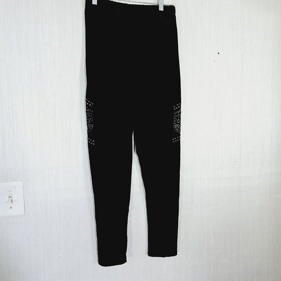 Roaman's Black Legging Lace Inserts Studs Cotton - size 14/16 - EUC (NWOT?) - Picture 3 of 10